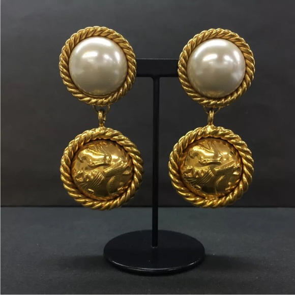 Salvatore Ferragamo Jewelry - Salvatore Ferragamo Pearl Heel Gold Tone Earrings
